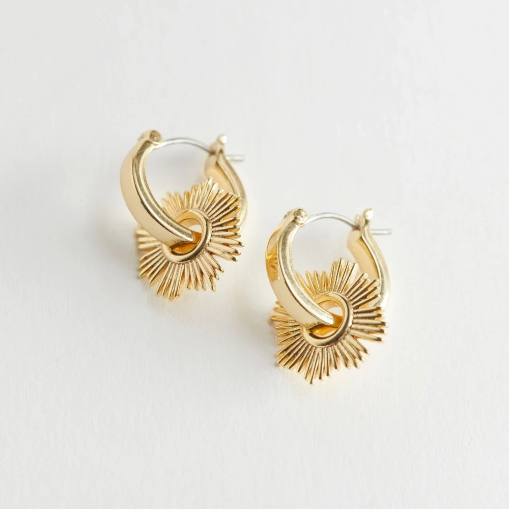 & Other Stories Sun Pendant Hoop Earrings